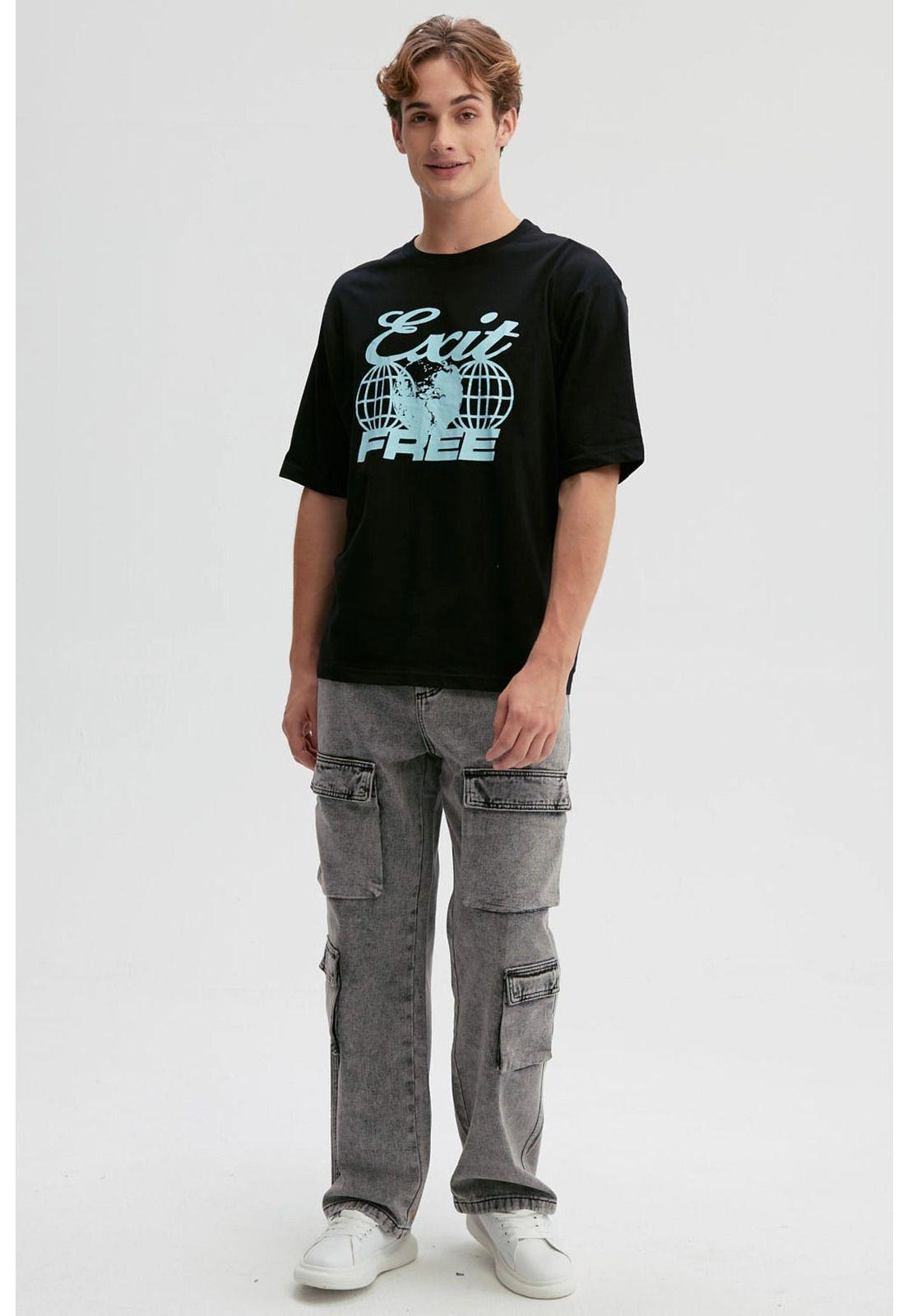 Polera Hombre Print Central Negro - lll-3