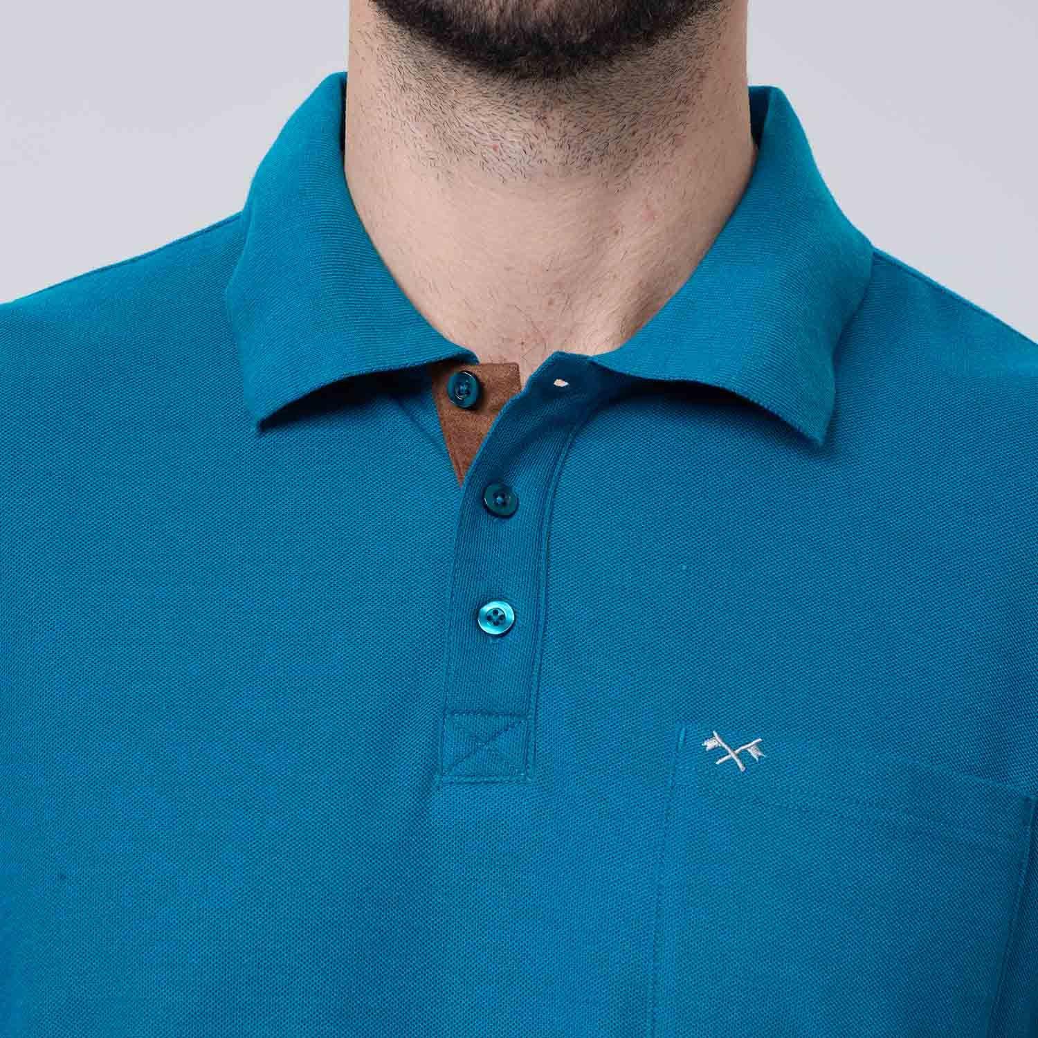 Polera Hombre Pique Básica Petroleo Oscuro-3