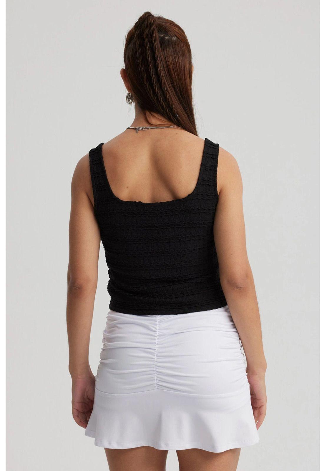 Polera Mujer Escote Cuadrado Negro - VIII-2