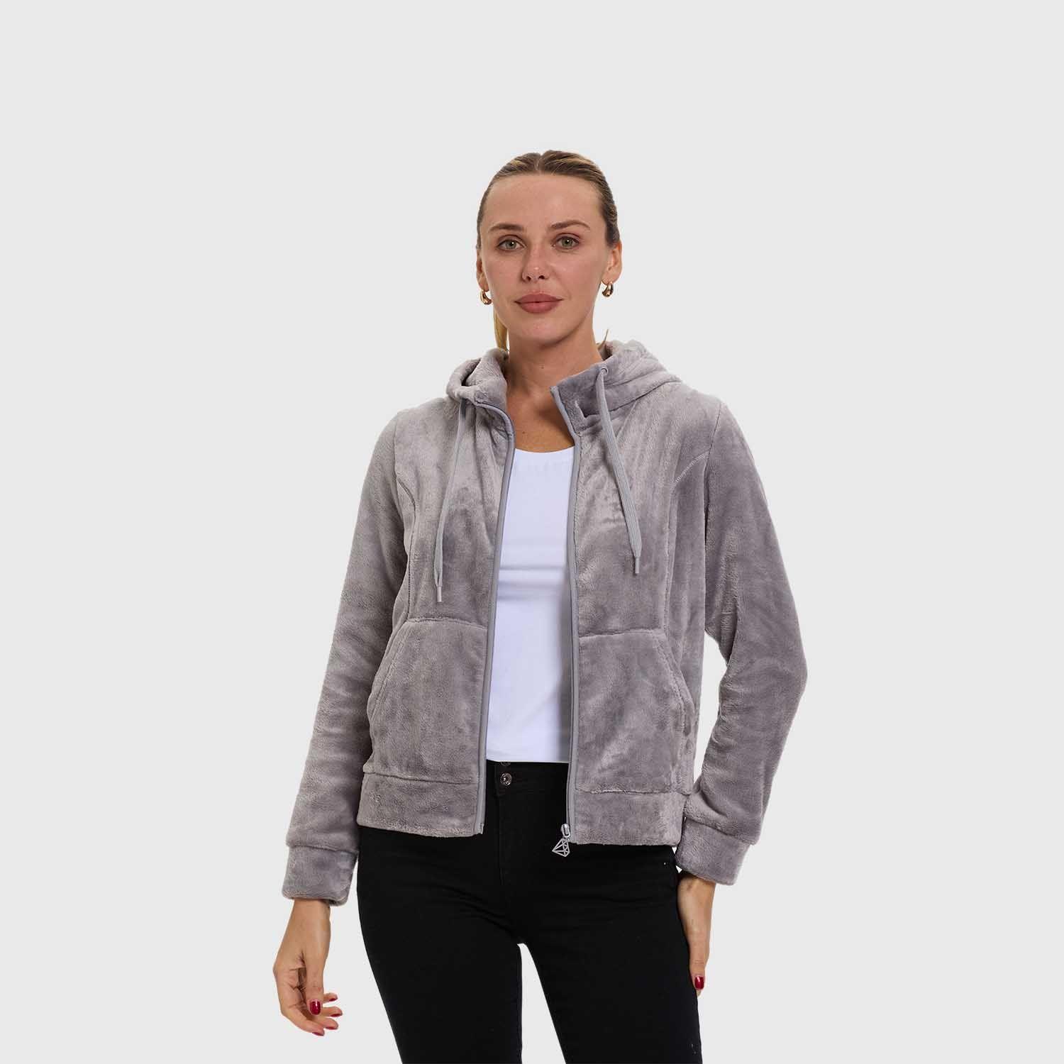 Polar Mujer Full Zipper Entallado Gris Fashion's Park-1