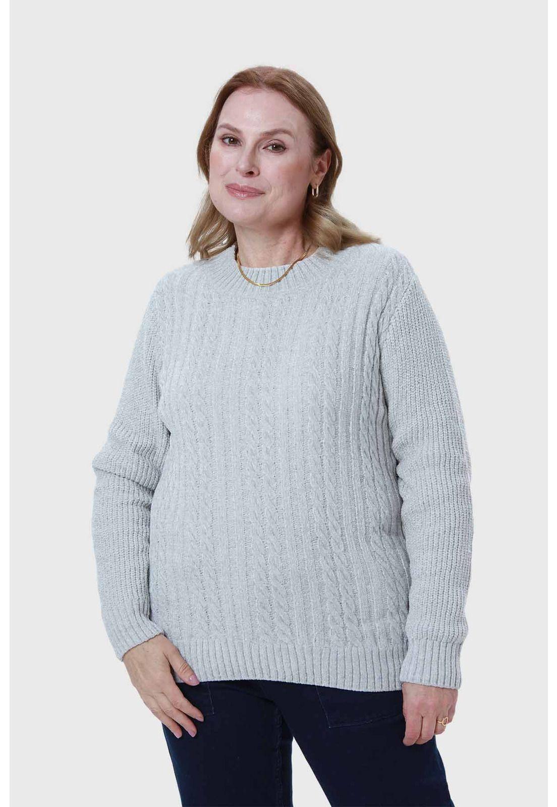 Sweater Mujer Tejido Gris-0