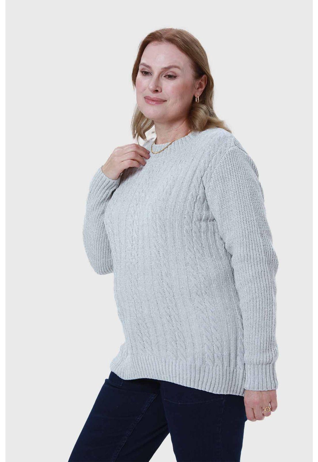 Sweater Mujer Tejido Gris-1