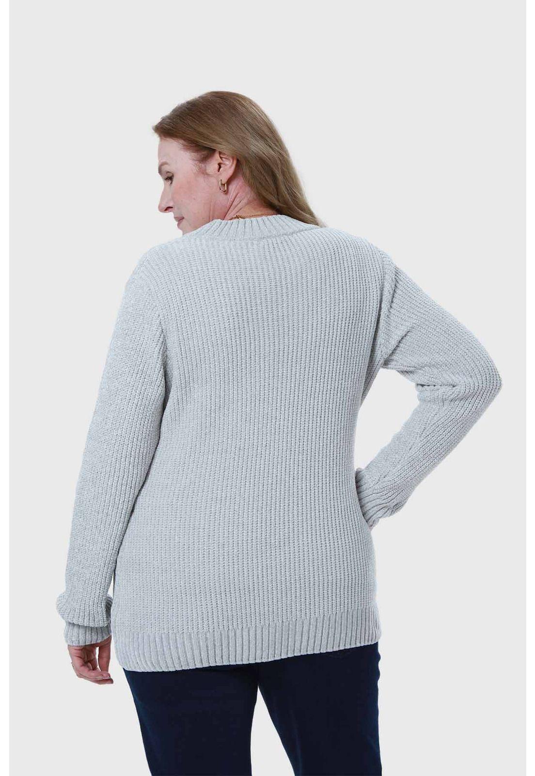 Sweater Mujer Tejido Gris-2