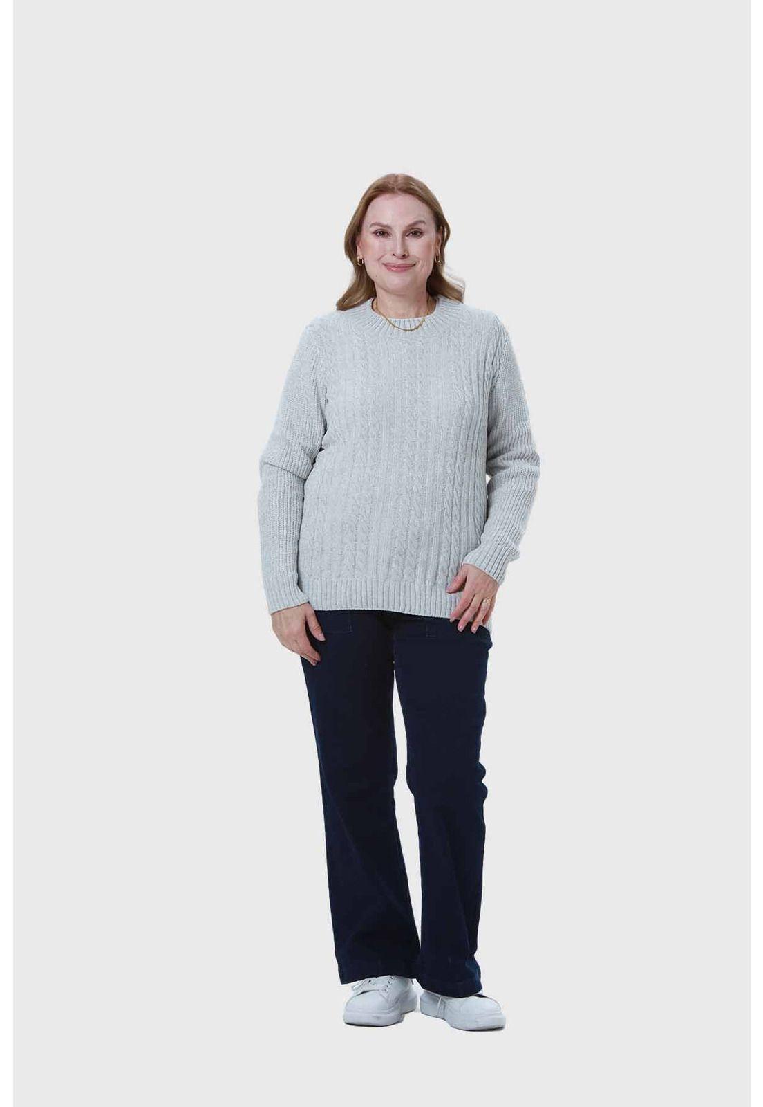 Sweater Mujer Tejido Gris-3
