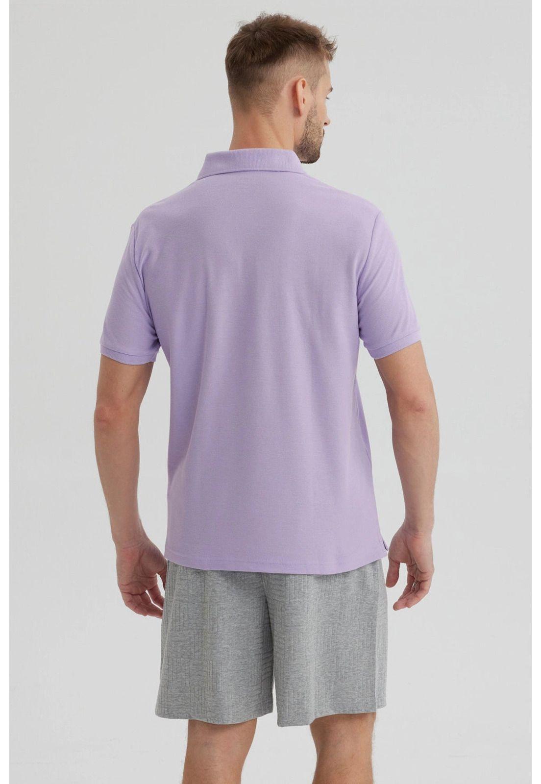 Polera Hombre Piqué Básica Lisa Lila - lll-2