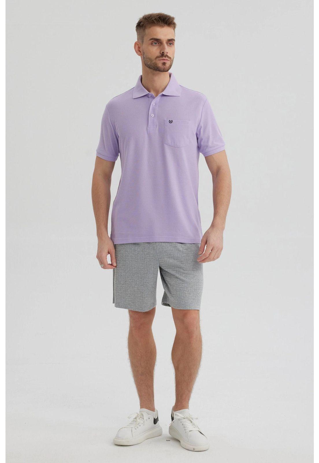 Polera Hombre Piqué Básica Lisa Lila - lll-3