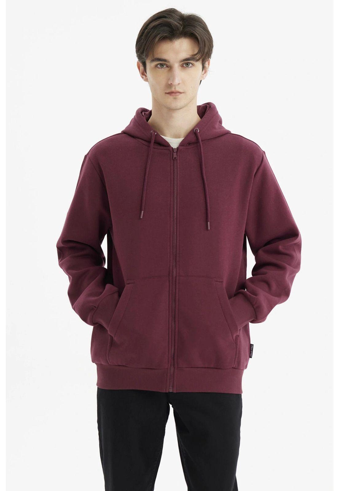 Polerón Hombre Full Zipper Basico Burdeo-0