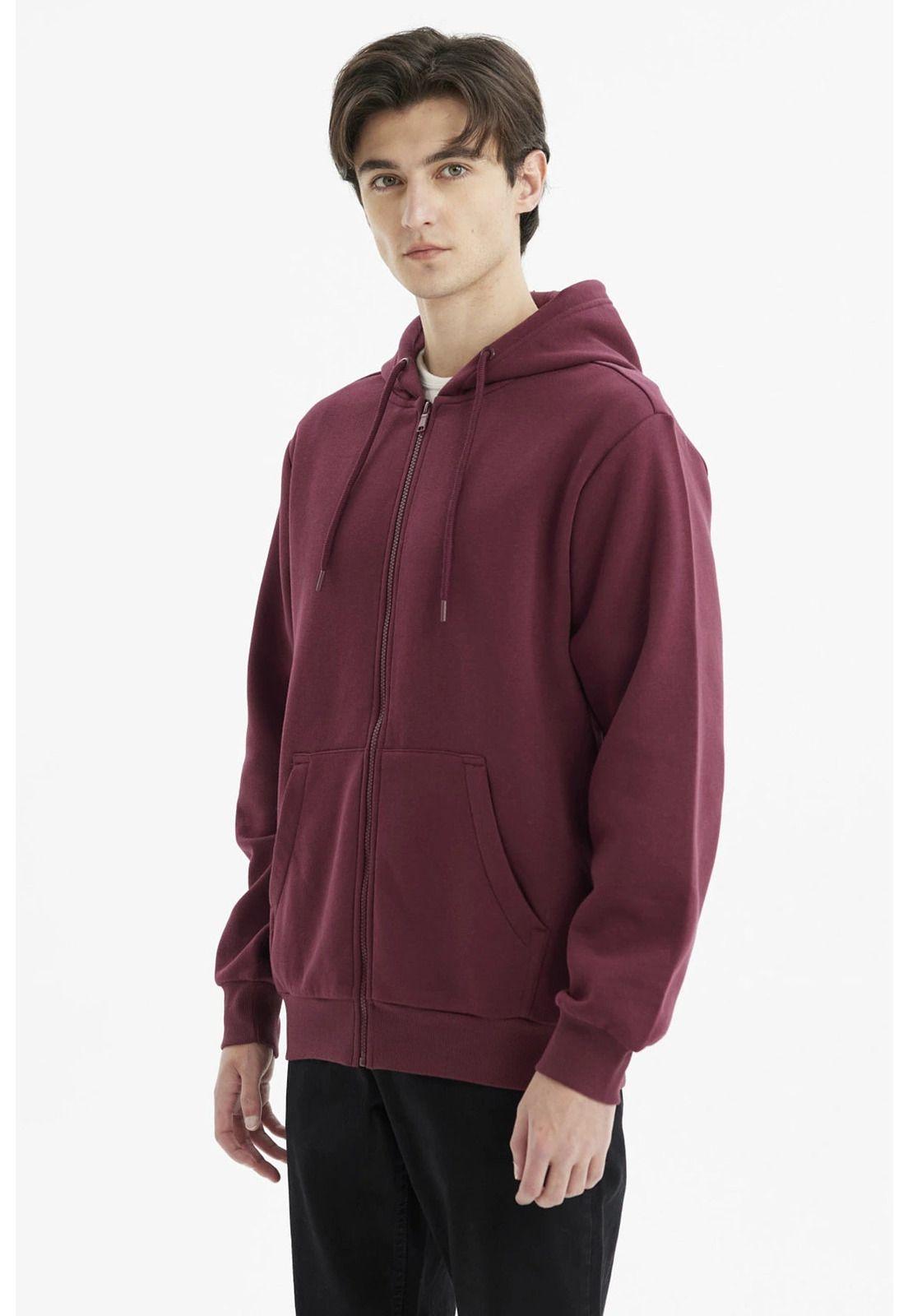 Polerón Hombre Full Zipper Basico Burdeo-1