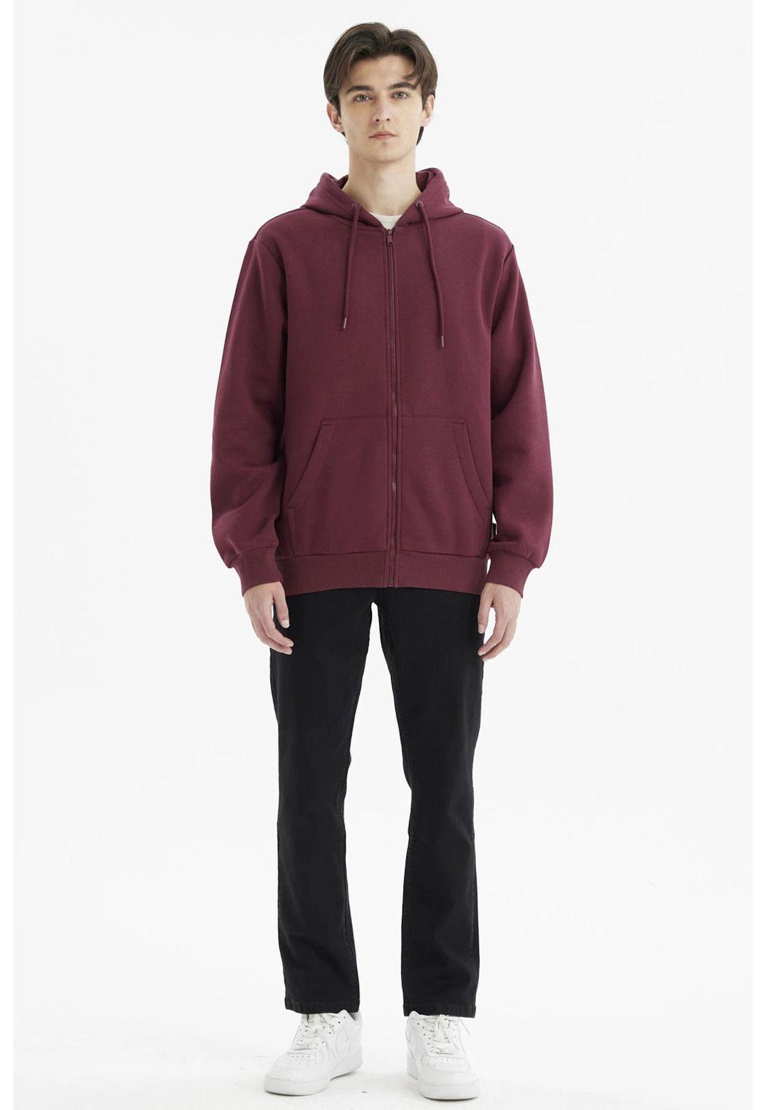 Polerón Hombre Full Zipper Basico Burdeo-3