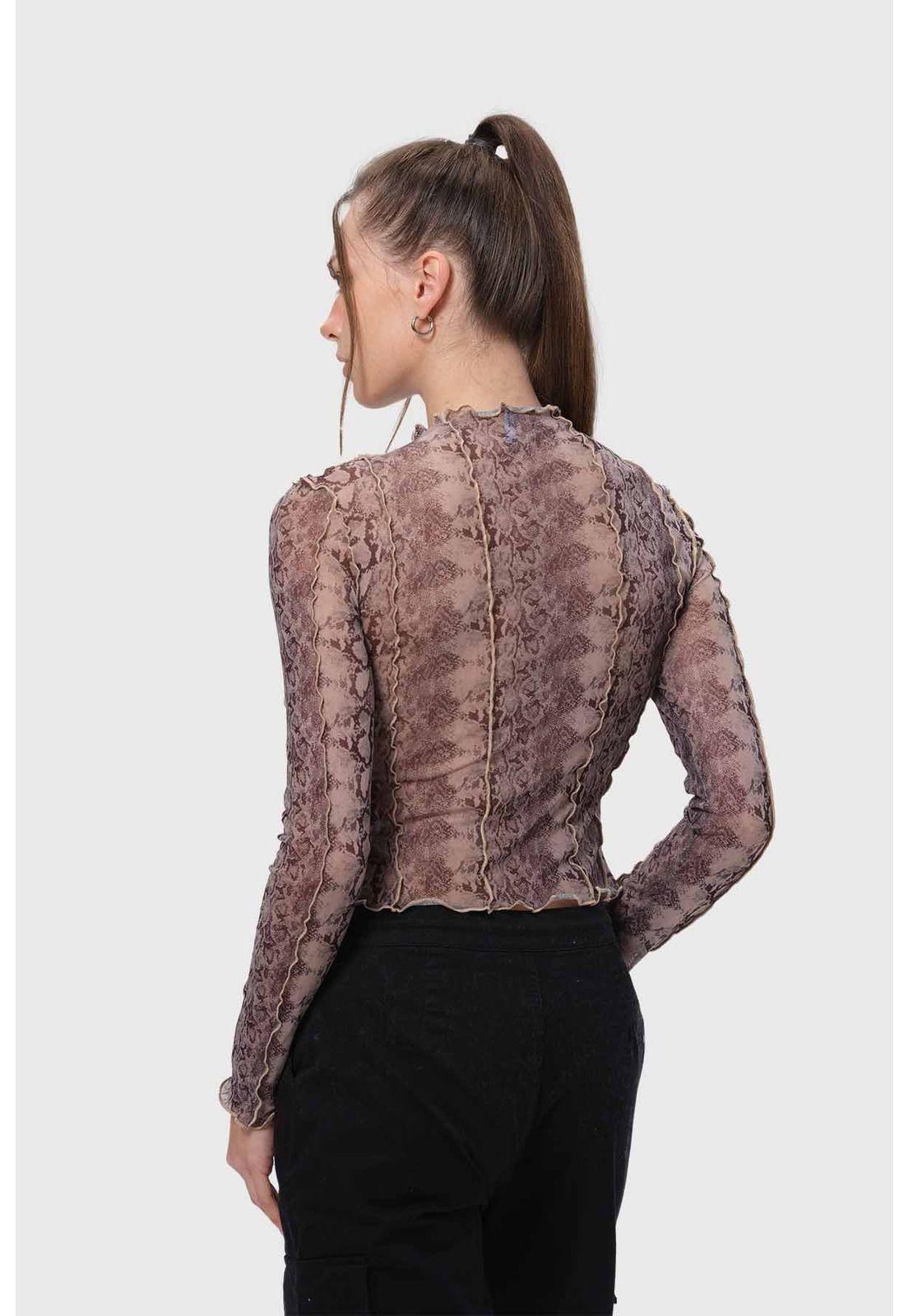 Polera Mujer Leopardo Rulé Café-2