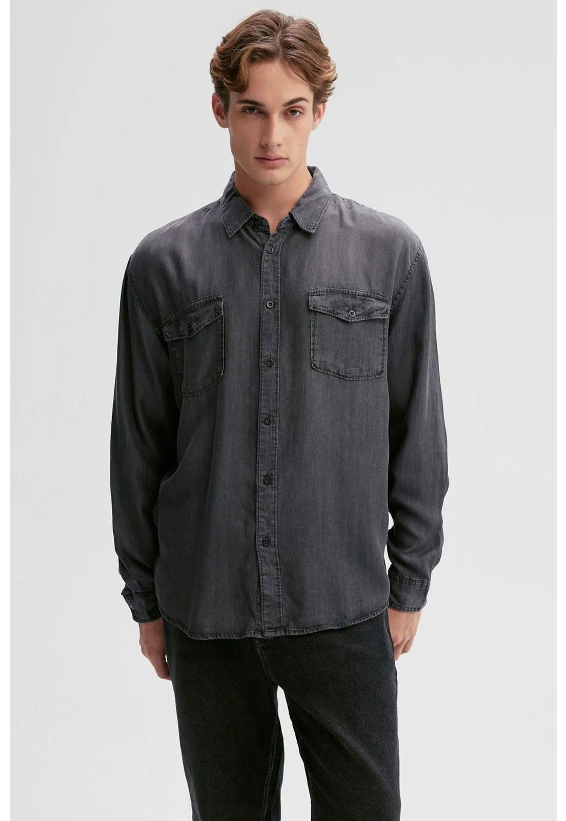 Camisa Hombre Lyocell Gris-0