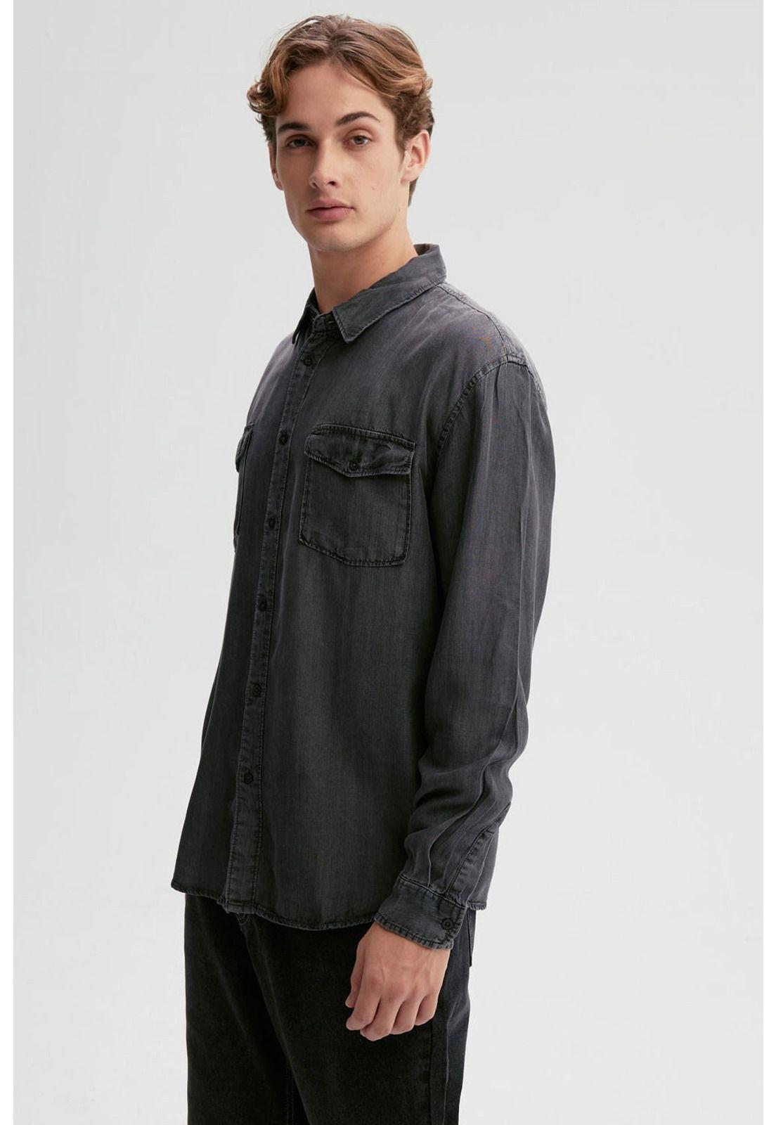 Camisa Hombre Lyocell Gris-1