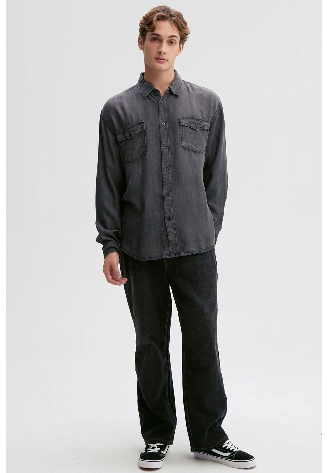 Camisa Hombre Lyocell Gris-3