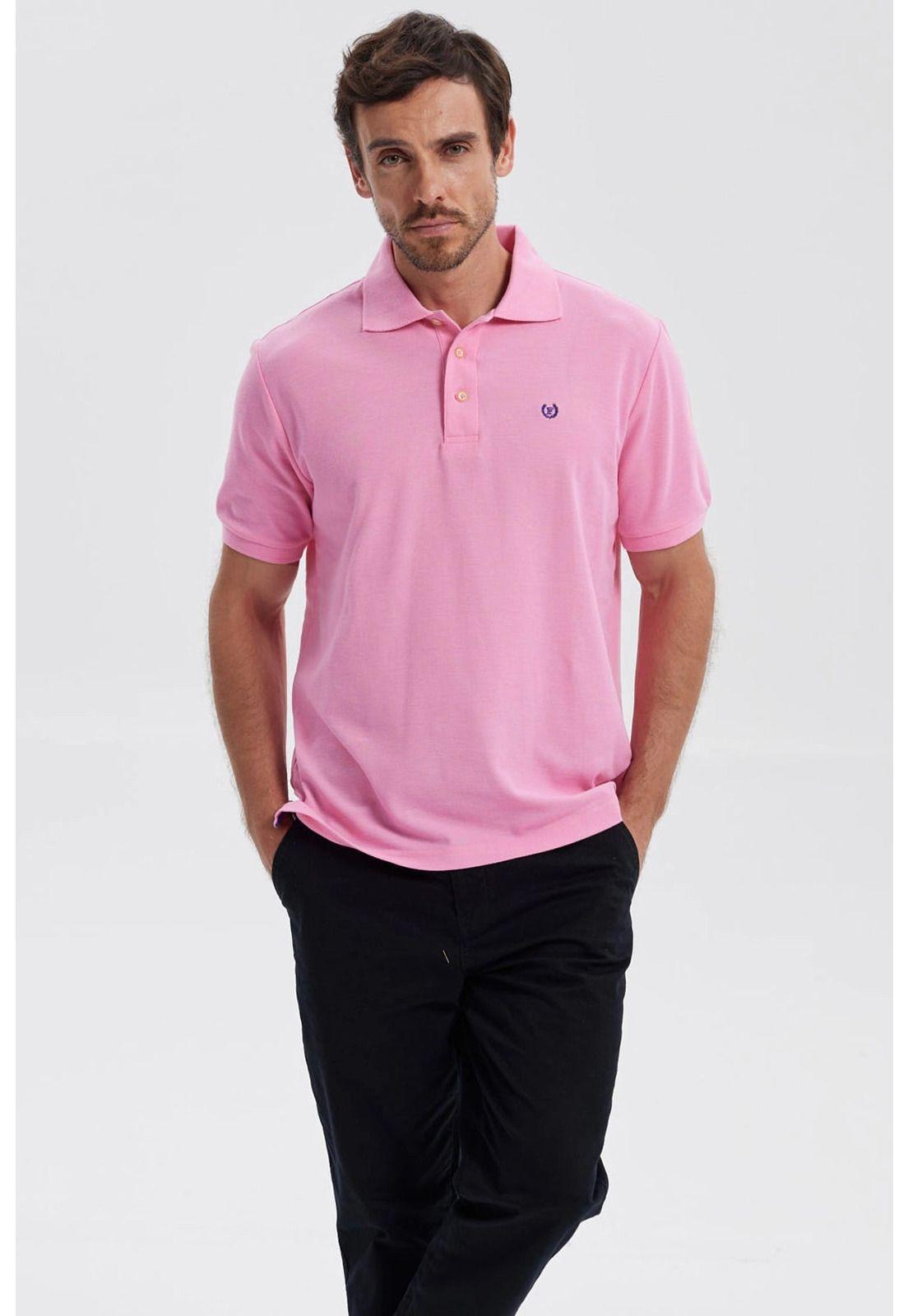 Polera Hombre Piqué Básica Lisa Rosado - V-0