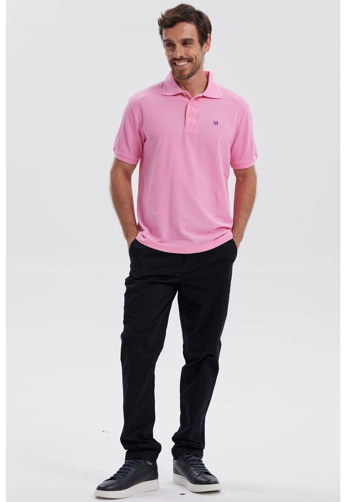 Polera Hombre Piqué Básica Lisa Rosado - V-3