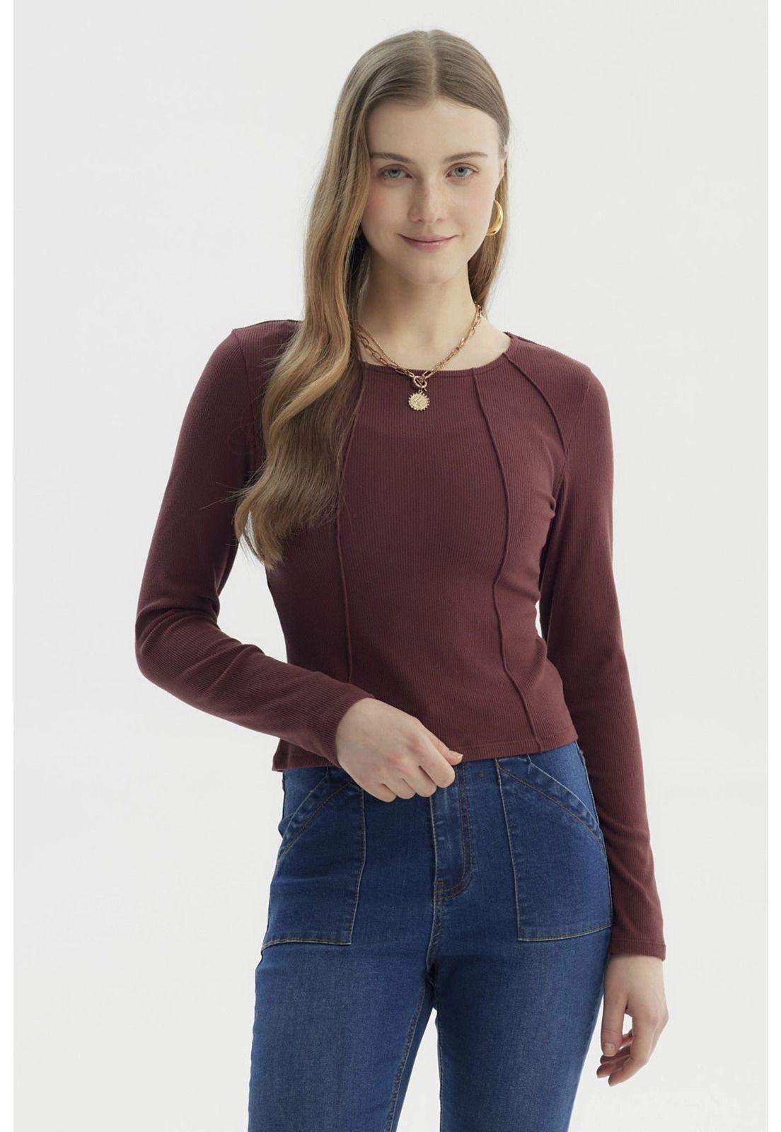Polera Mujer Cortes Roule Burdeo-0