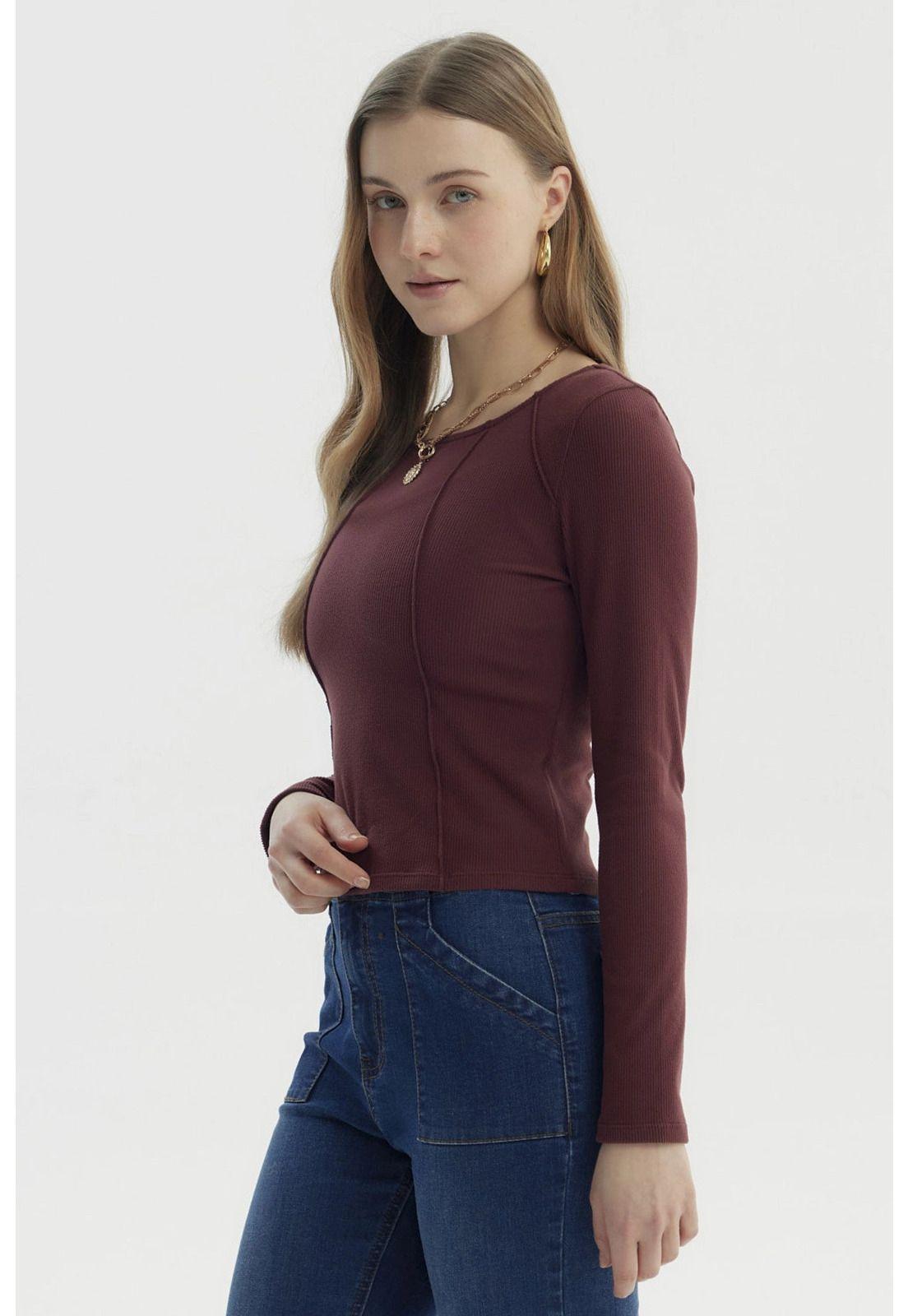Polera Mujer Cortes Roule Burdeo-1