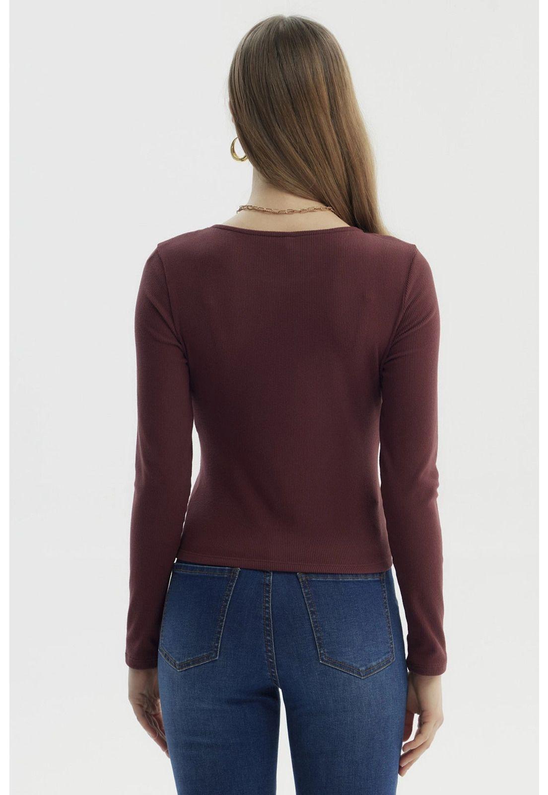Polera Mujer Cortes Roule Burdeo-2