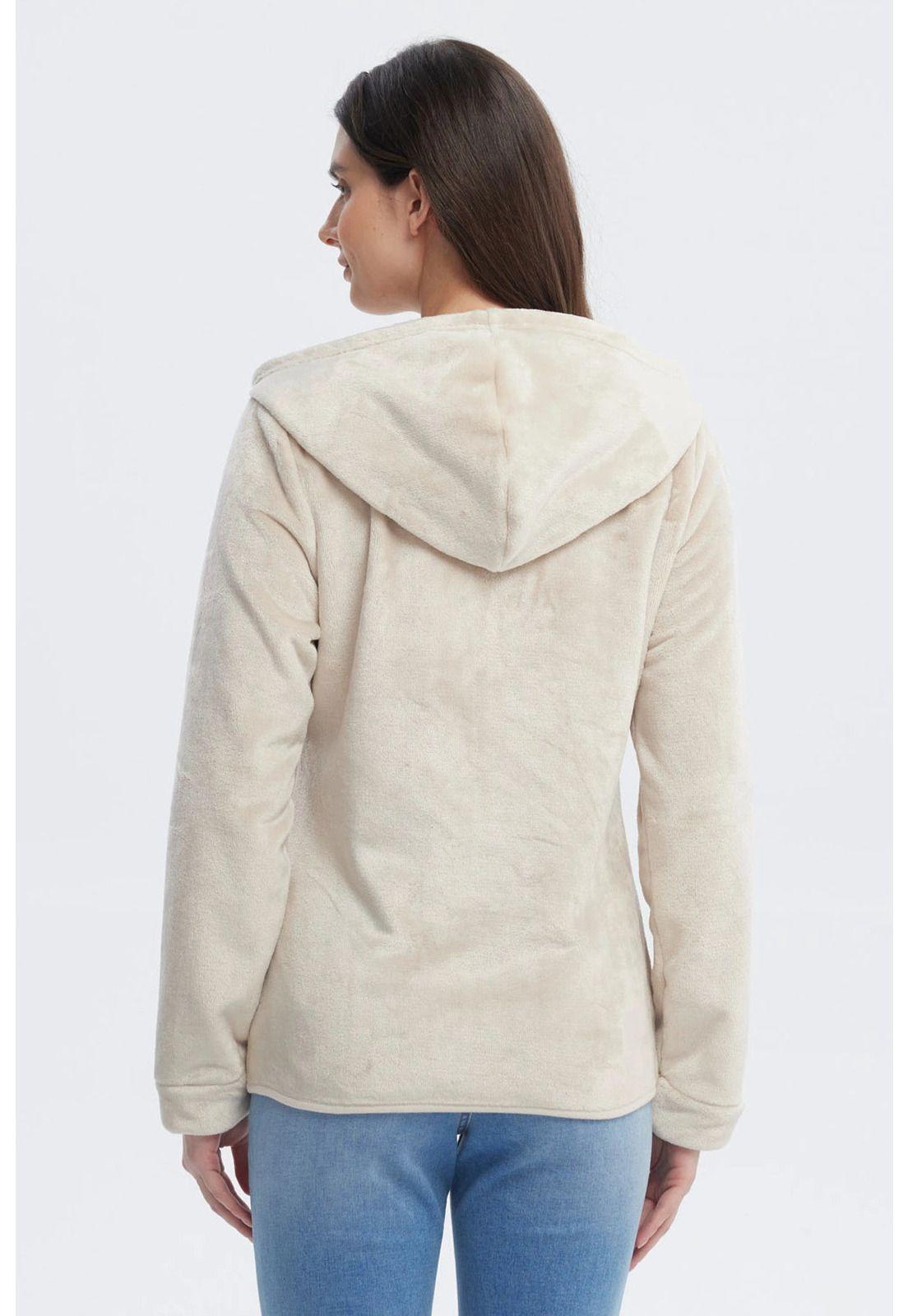 Polar Mujer Básico Plush Con Cierre Beige Claro-2