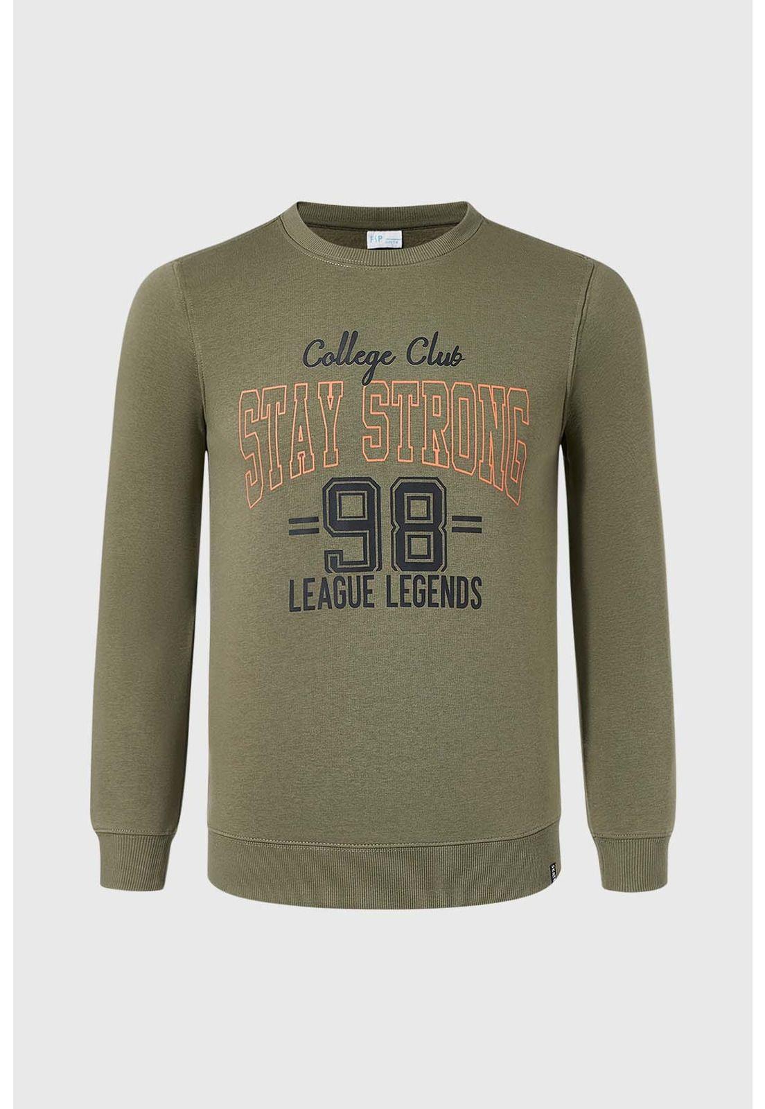 Polerón Niño Básico Con Print Verde-0