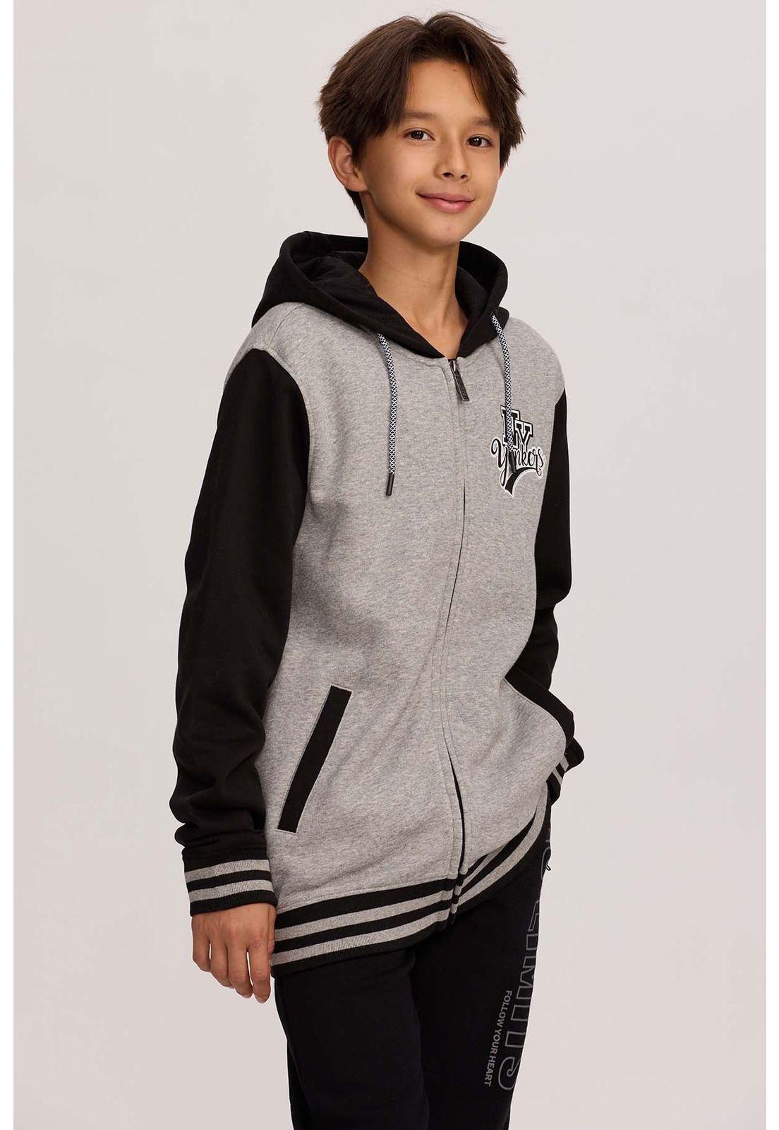 Polerón Niño Tipo College Gris-1