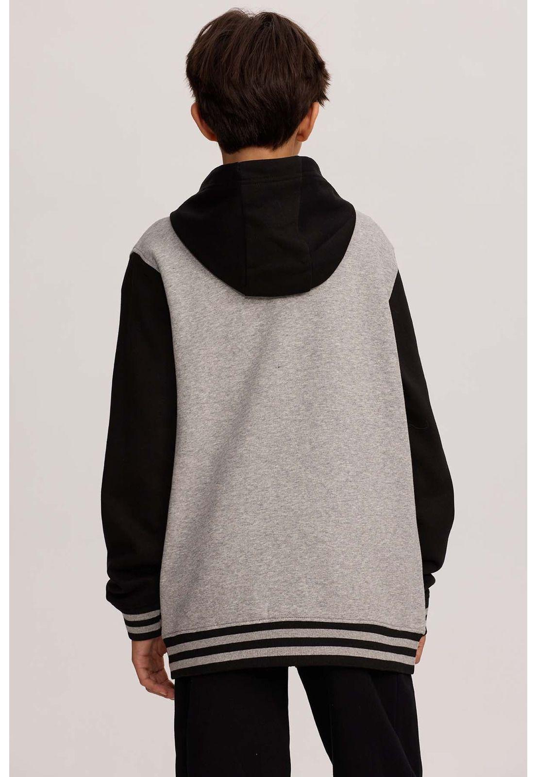 Polerón Niño Tipo College Gris-2