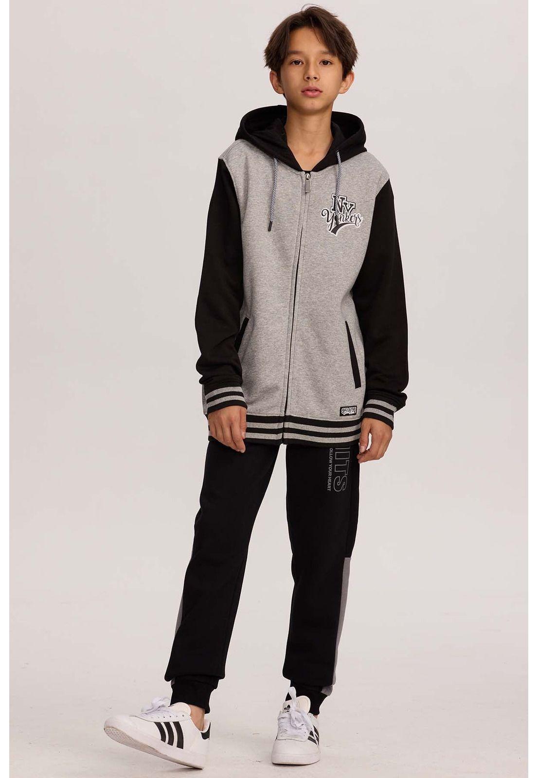 Polerón Niño Tipo College Gris-3