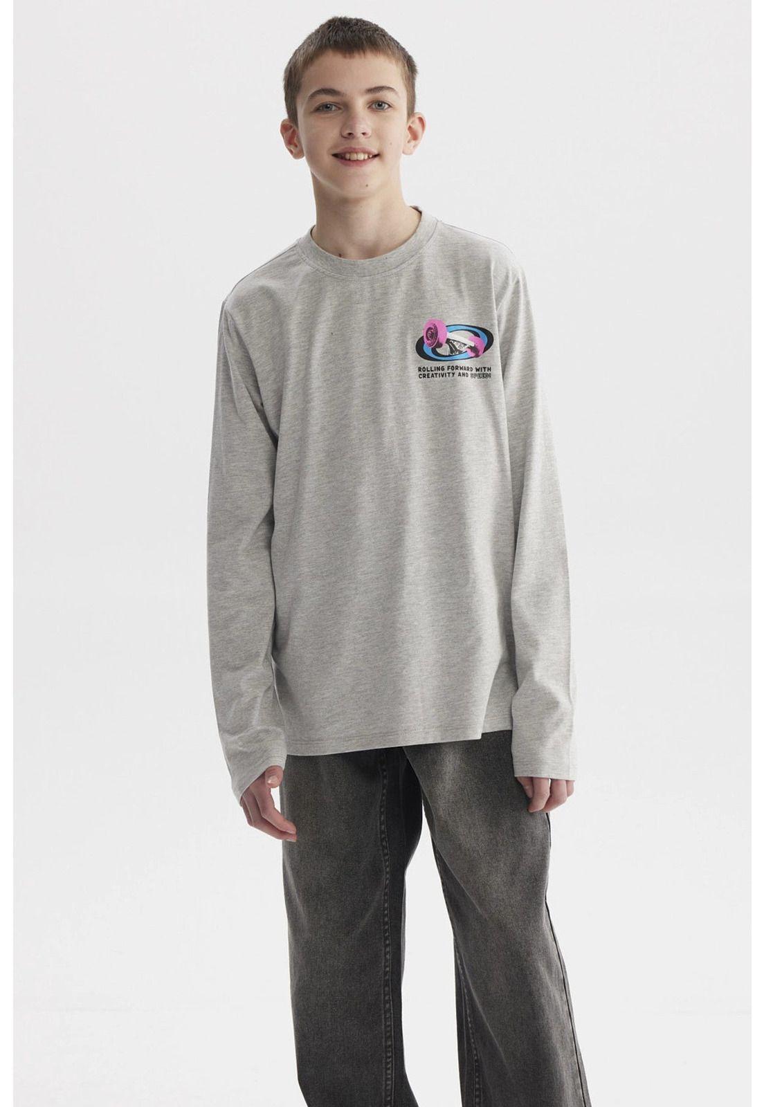 Polera Niño Slim Gris Melange-0