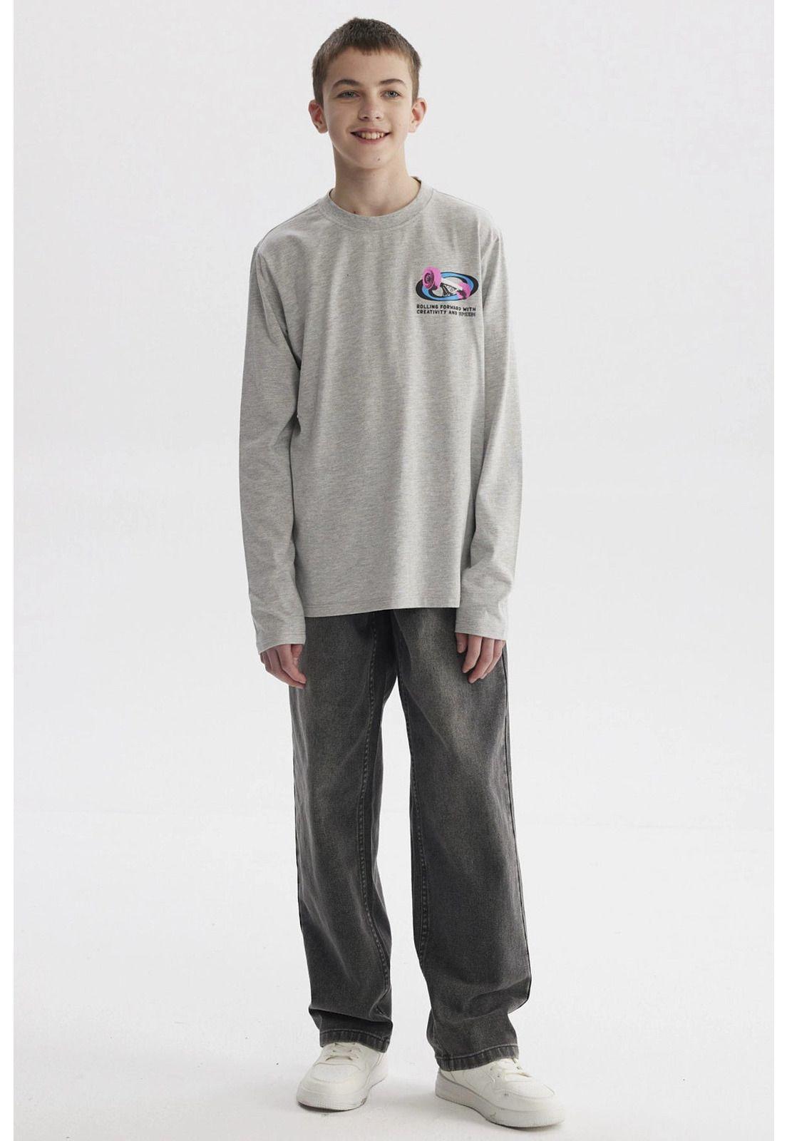 Polera Niño Slim Gris Melange-3