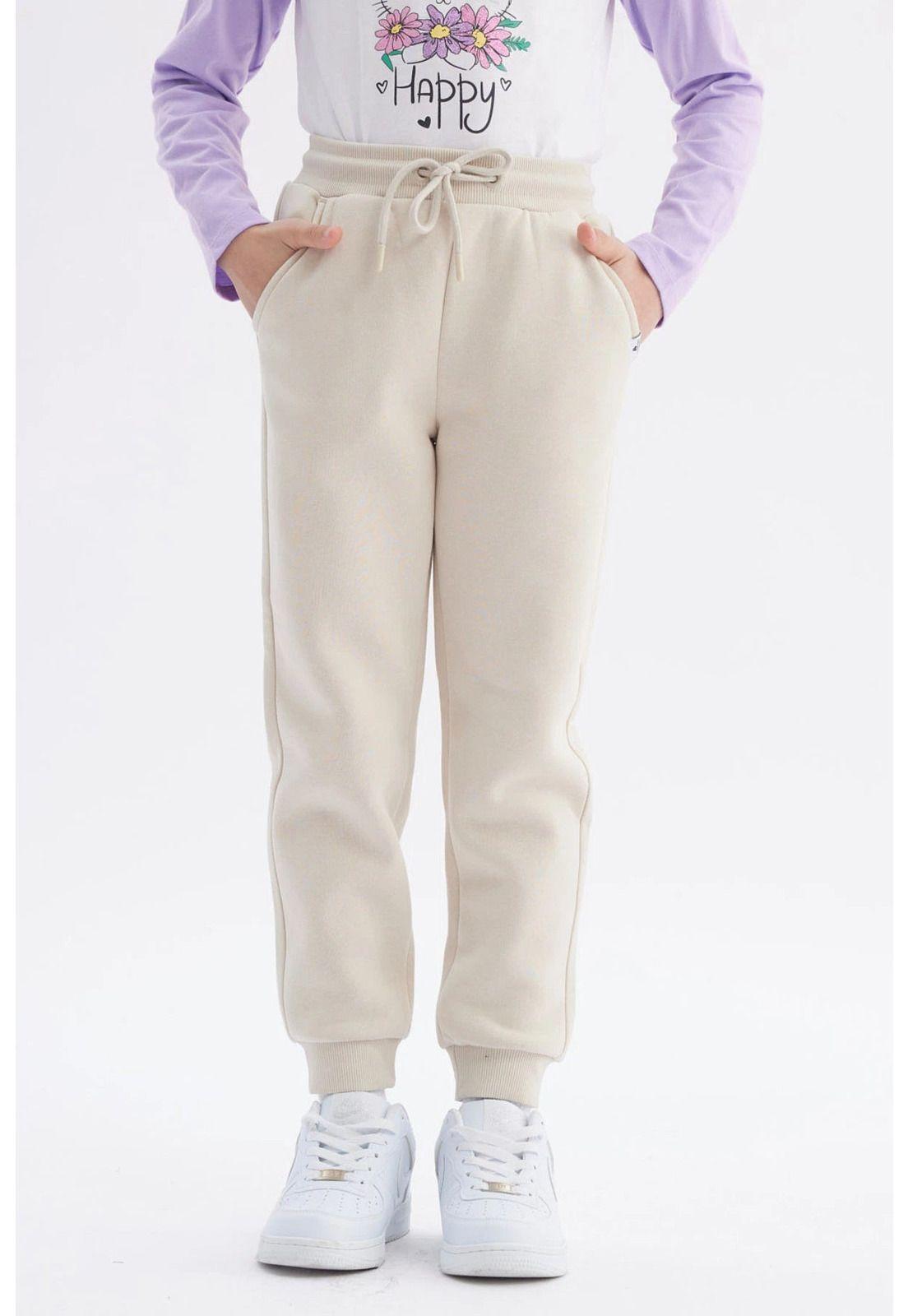 Pantalón Buzo Niña Jogger Beige - ll-0