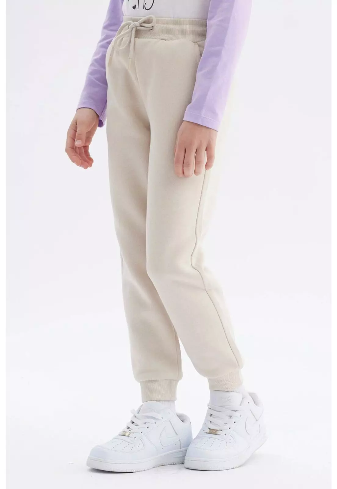 Pantalón Buzo Niña Jogger Beige - ll-1