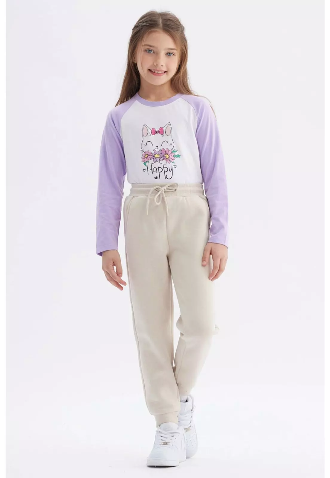 Pantalón Buzo Niña Jogger Beige - ll-3