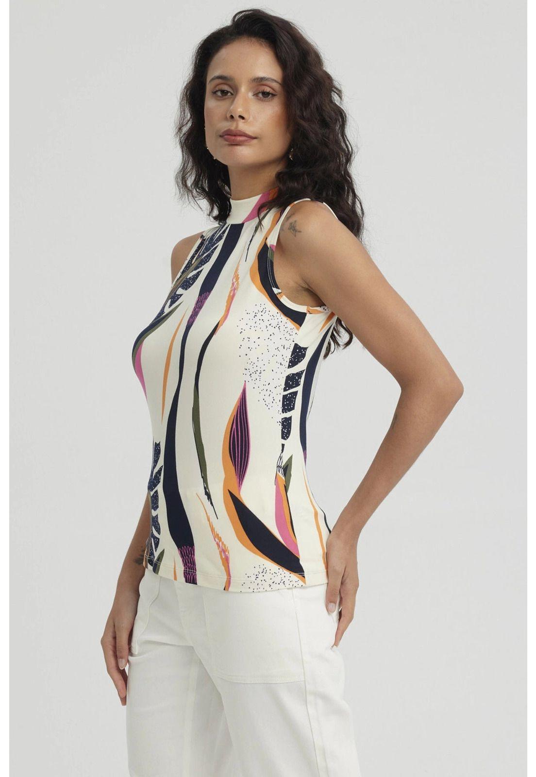 Polera Mujer Elasticada Crema-3