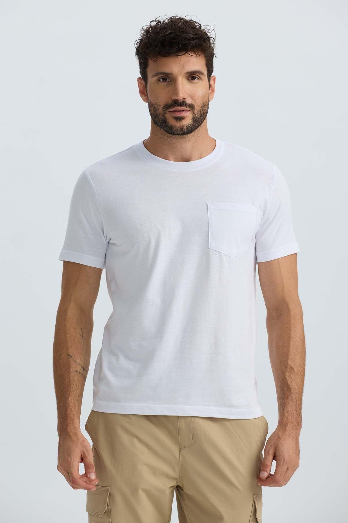 Polera Hombre Básica Con Bolsillo Blanco II-2