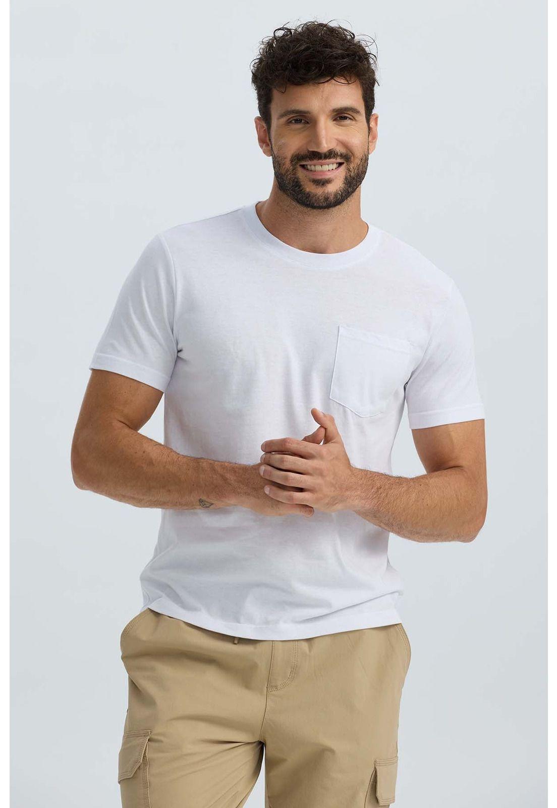 Polera Hombre Básica Con Bolsillo Blanco-0