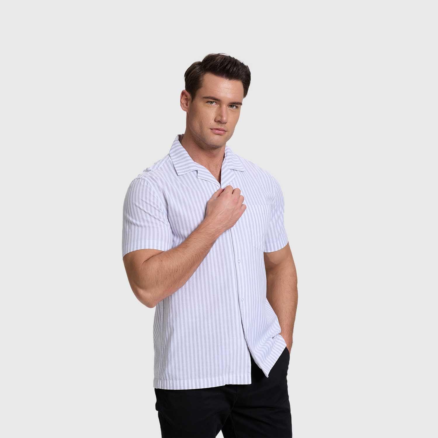 Camisa Hombre Rayas Gris Fashion's Park-1
