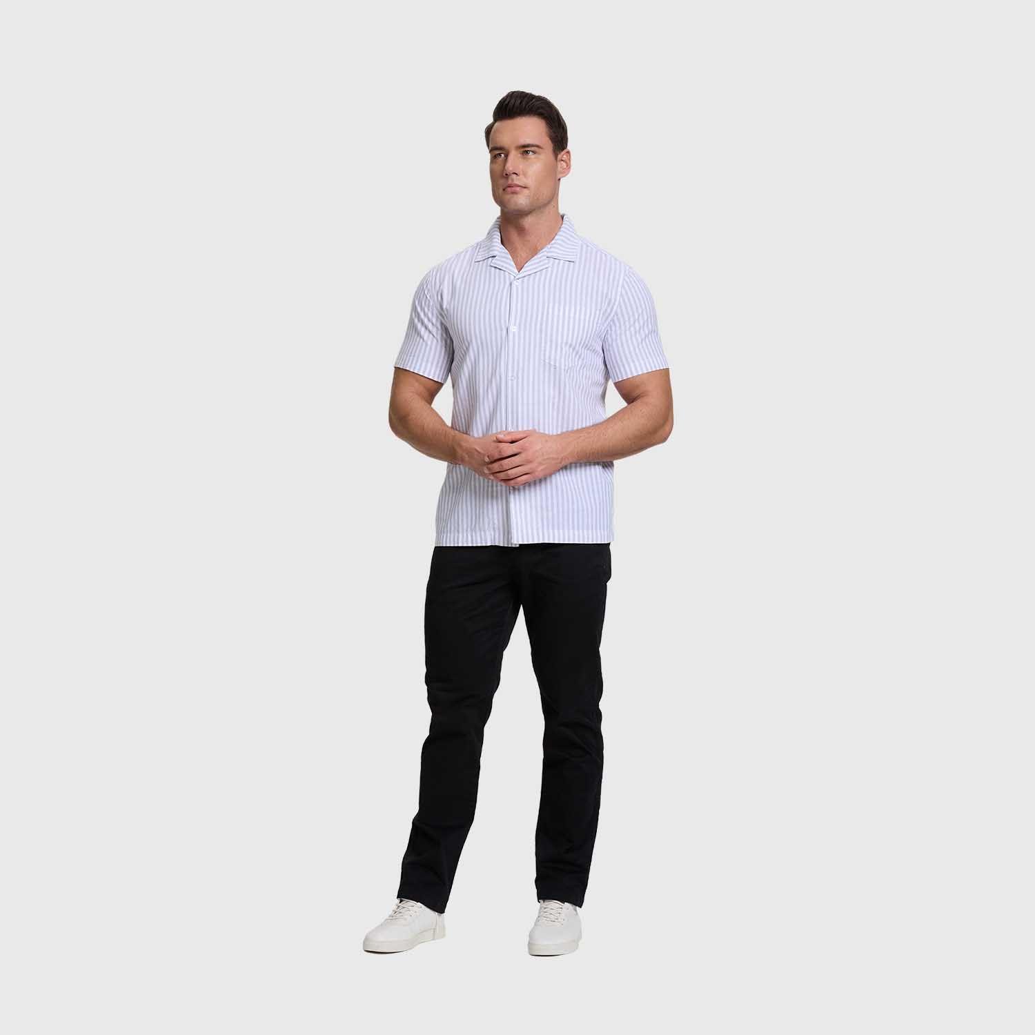 Camisa Hombre Rayas Gris Fashion's Park-3