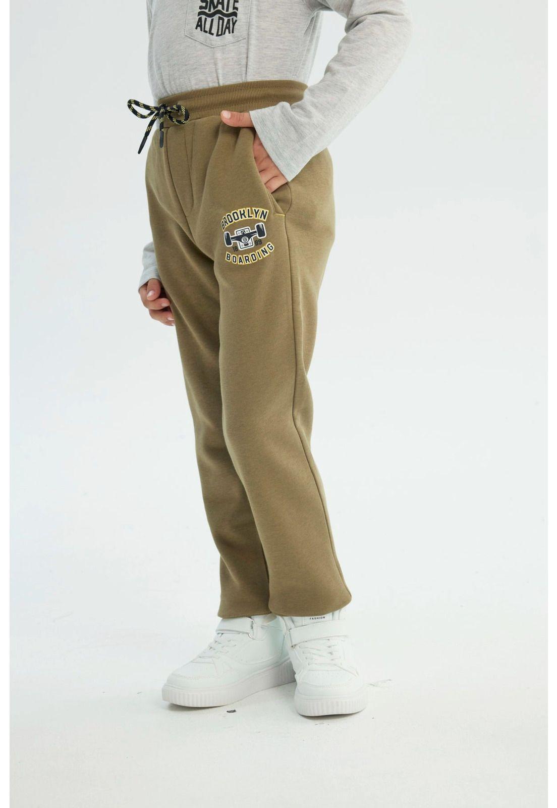 Pantalón Buzo Niño Jogger Verde Militar-1