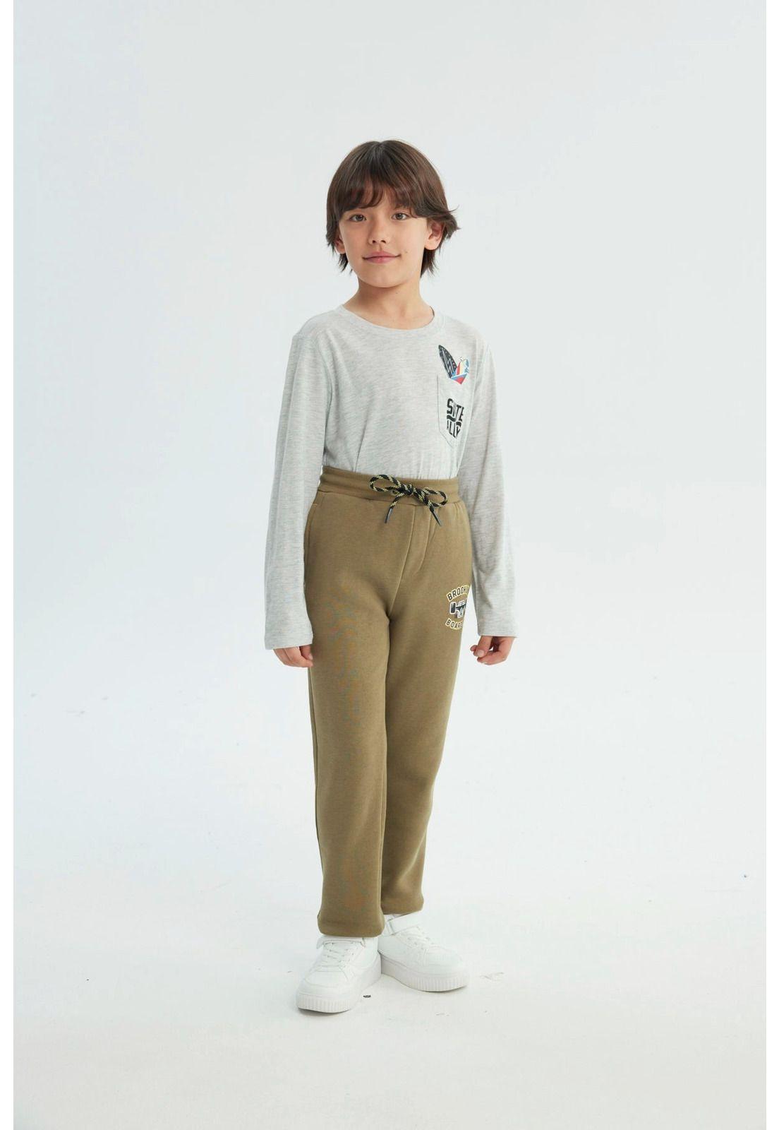 Pantalón Buzo Niño Jogger Verde Militar-3