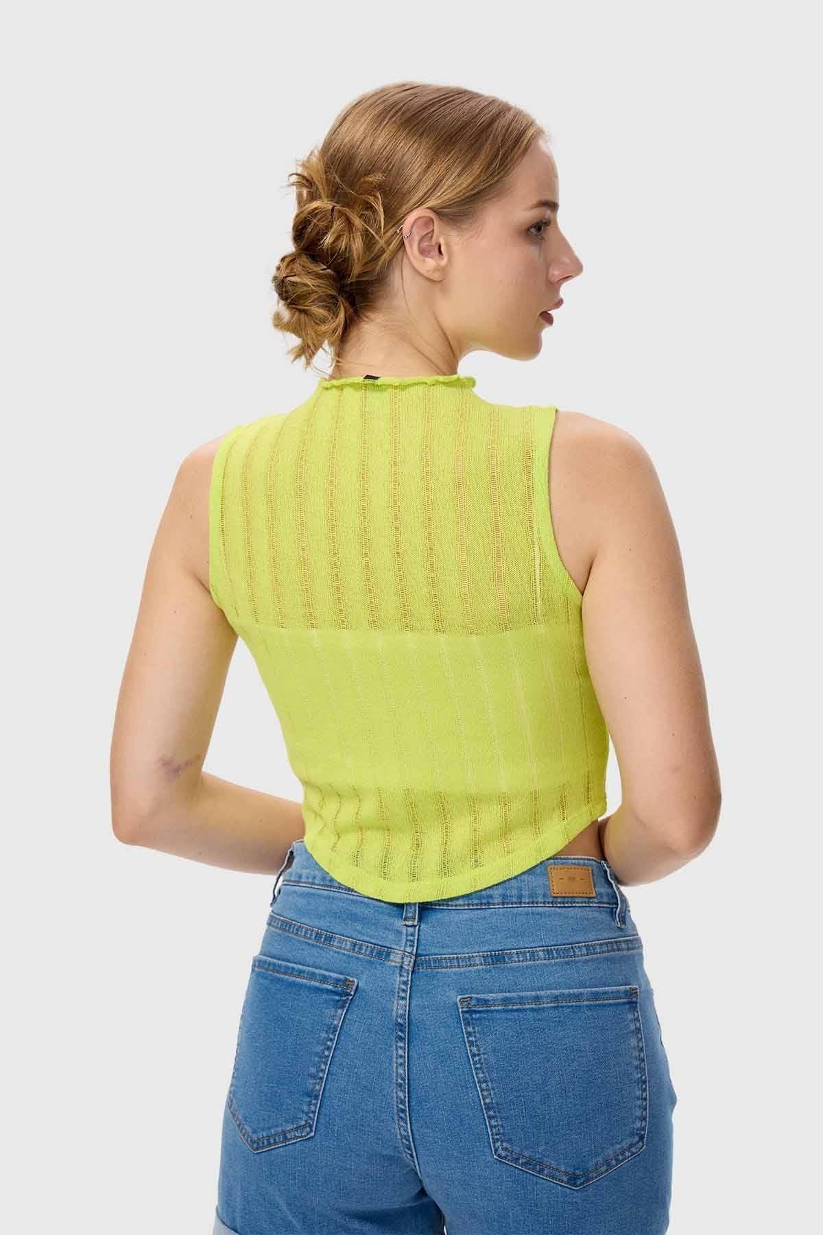 Polera Mujer Tejida Verde-2