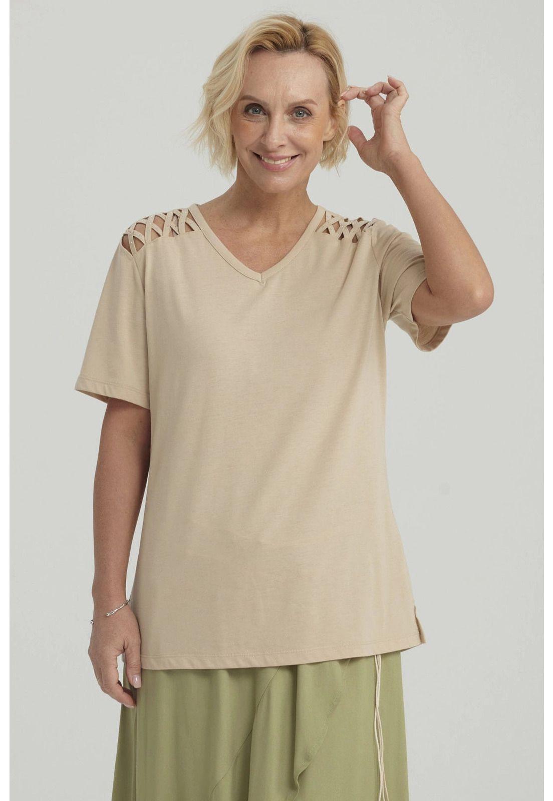 Polera Mujer Detalle Hombro Beige Oscuro-4