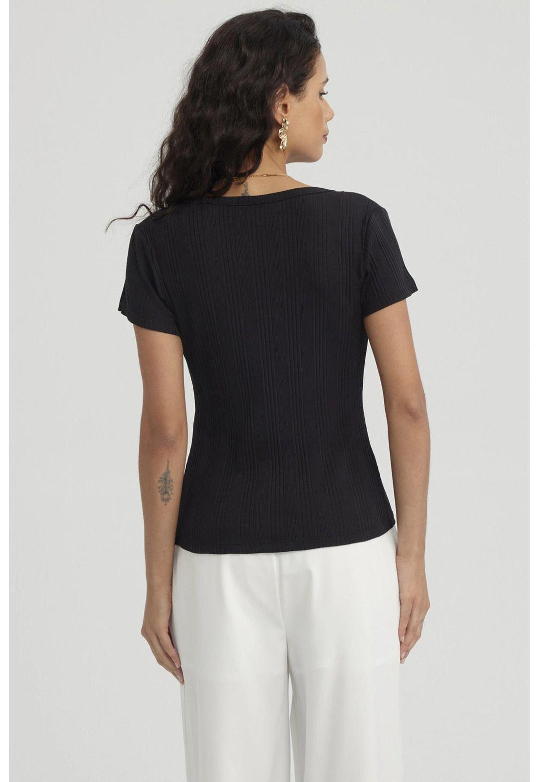 Polera Mujer Escote Cuadrado Negro - VI-2