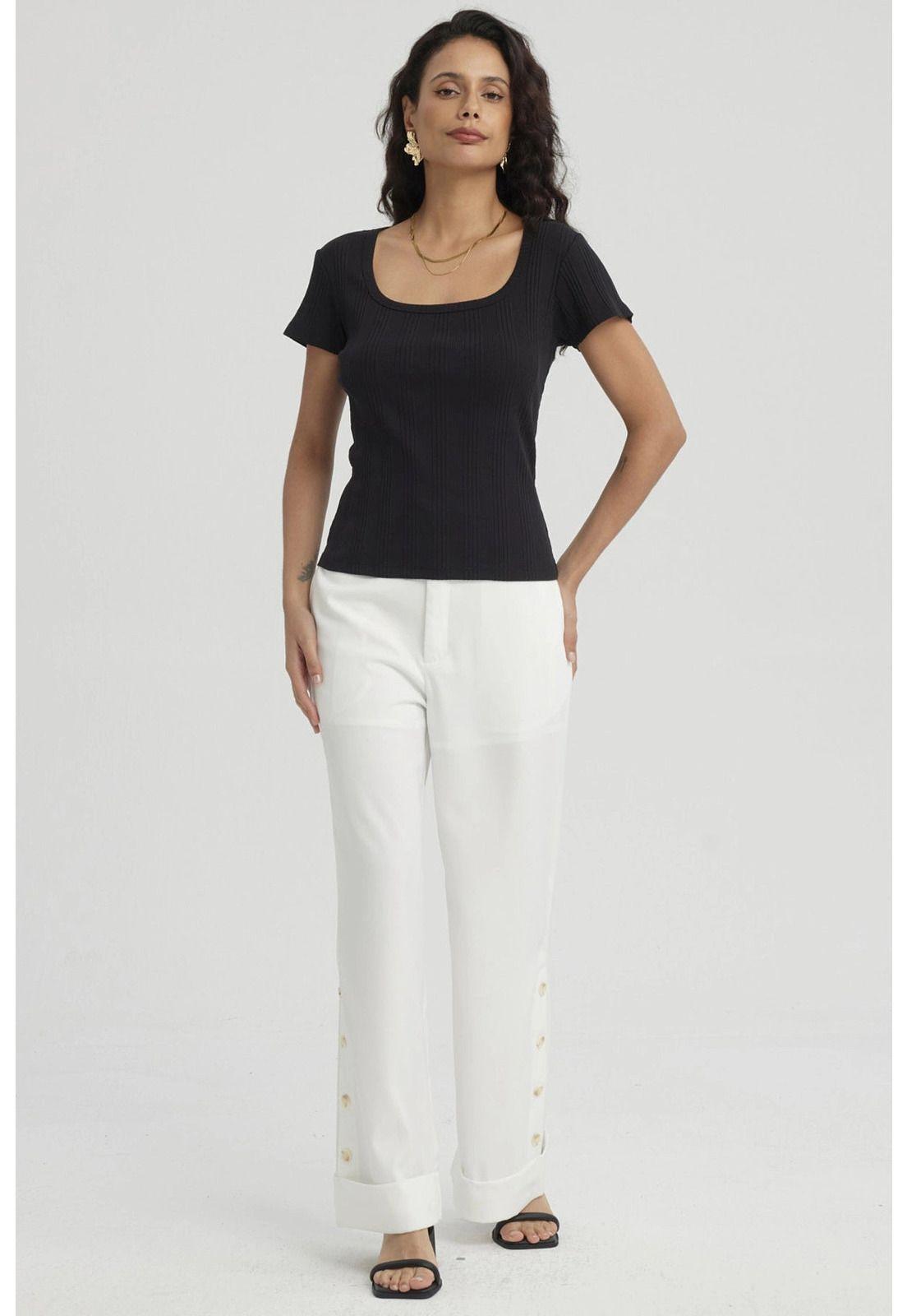 Polera Mujer Escote Cuadrado Negro - VI-3
