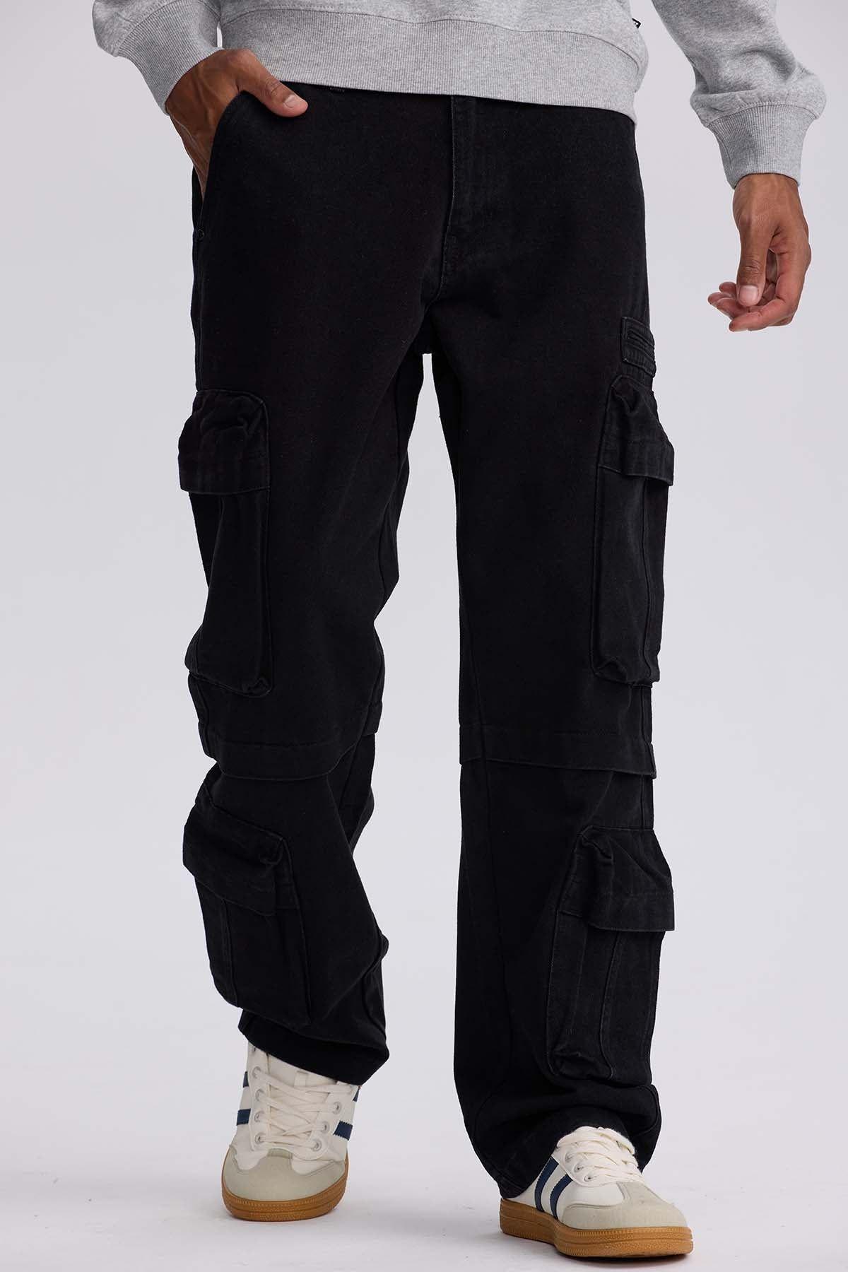 Jeans Hombre Doble Cargo Negro-0