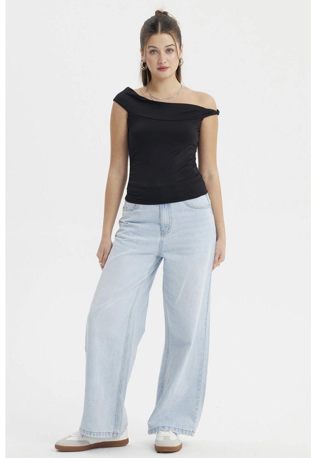 Polera Mujer Bardot Aplicación Nudo Negro-3