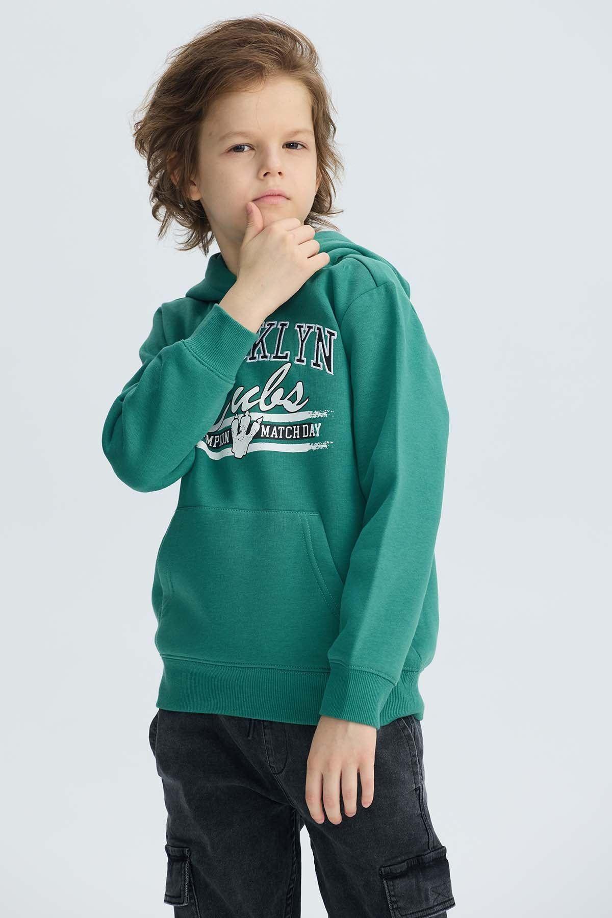 Polerón Niño Básico Print Verde-2