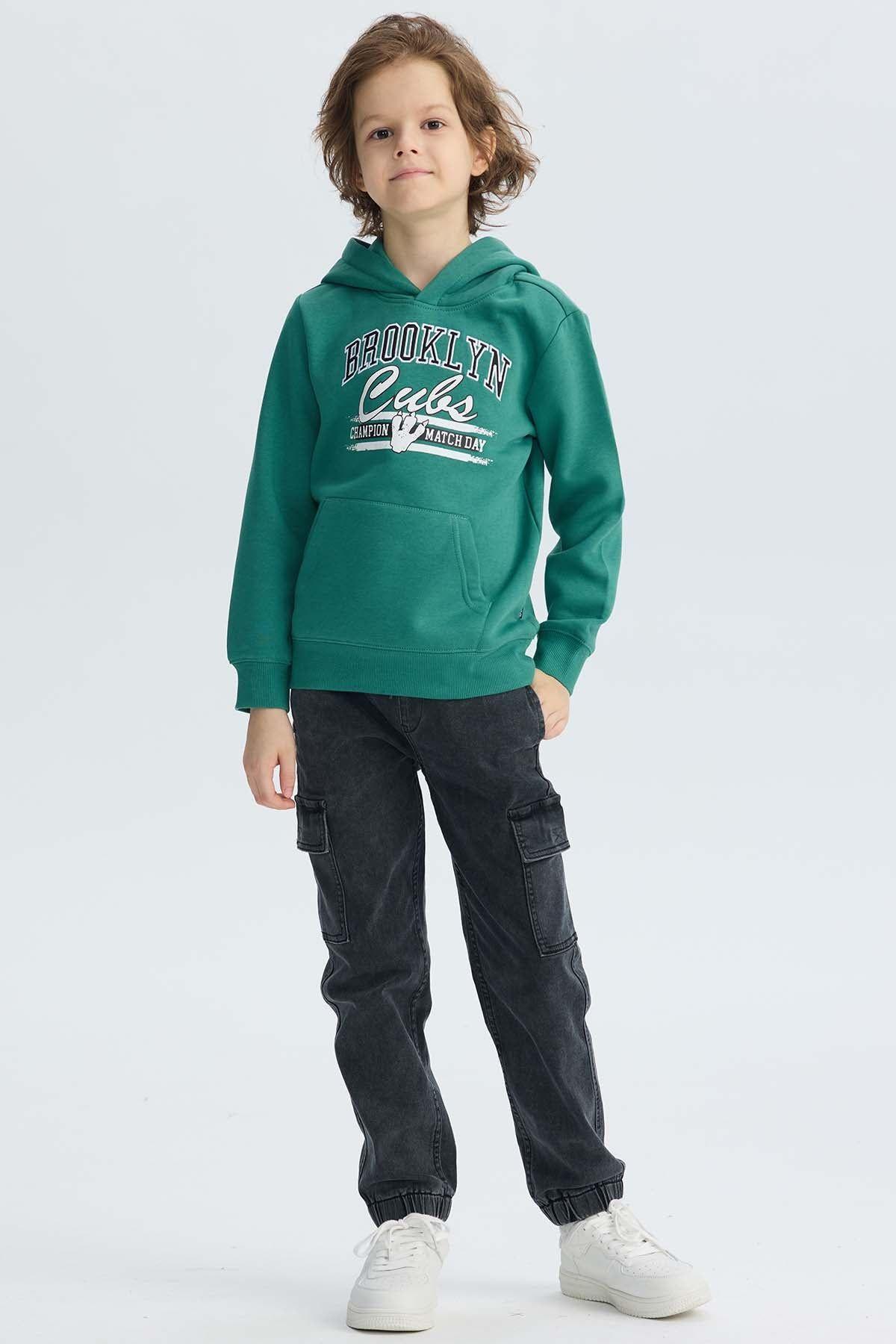 Polerón Niño Básico Print Verde-3