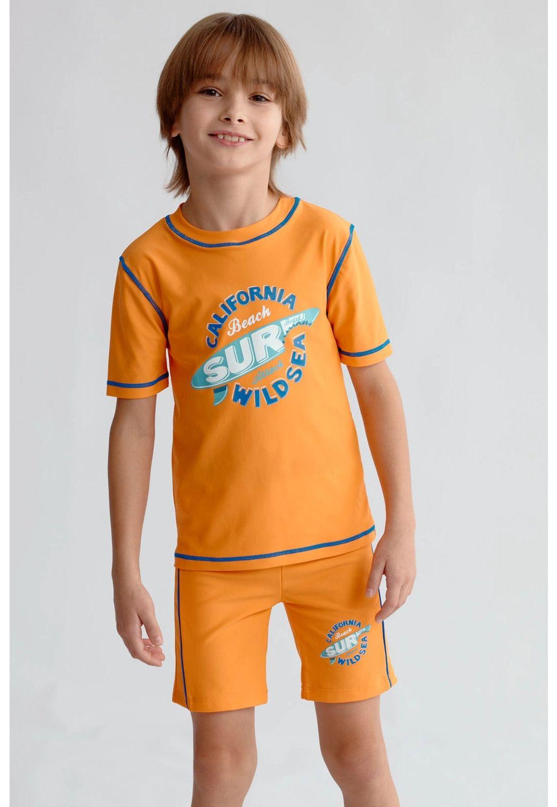 Traje De Baño Niño Filtro Uv Naranjo-0