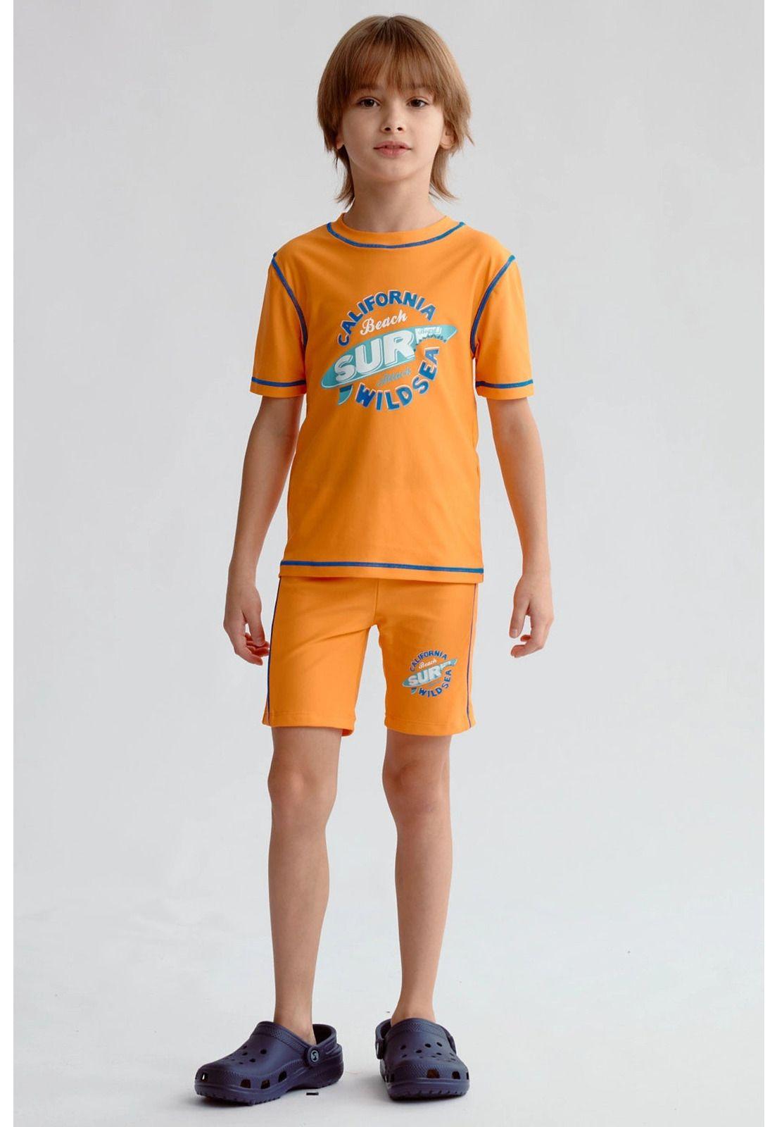 Traje De Baño Niño Filtro Uv Naranjo-3