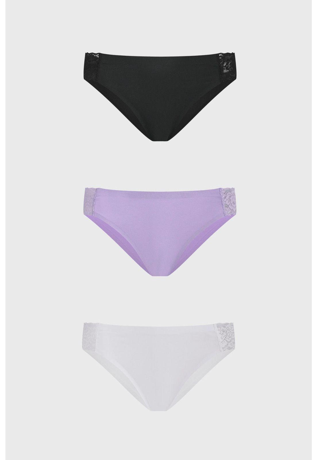 Calzón Mujer Tripack Detalle Costado Lila-0